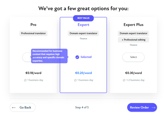 blend pricing options