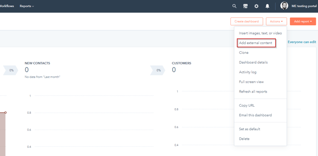 Adding external content into HubSpot Dashboard