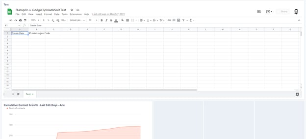 HubSpot Dashboard with embedded Google Sheet