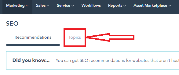 HubSpot SEO Topic cluster tool